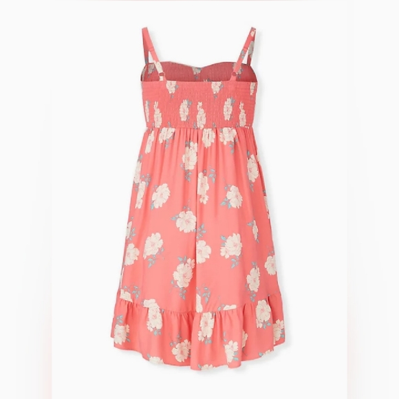 Torrid sz 2 smocked coral floral above the knee dress *New with tags* - Picture 2 of 4